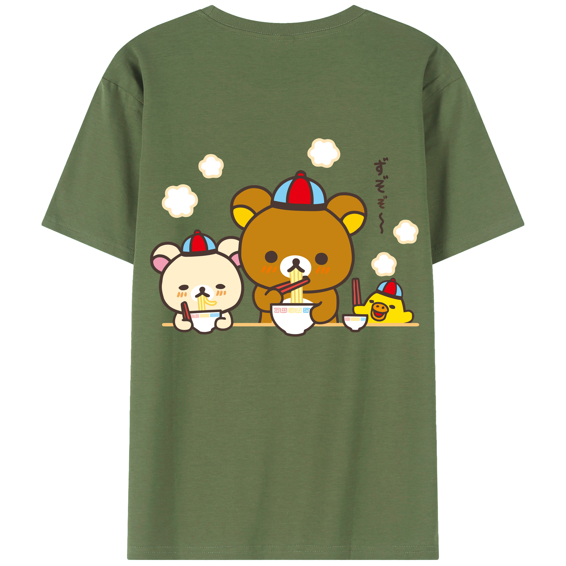（画像用） リラックマ リラックマ キイロイトリ Rilakkuma Korilakkuma Kiiroitori 綿100％ メンズ半袖Tシャツ（バックプリント） 通気性